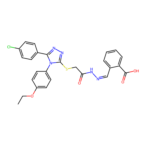(Z)-2-((2-(2-((5-(4-chlorophenyl)-4-(4-ethoxyphenyl)-4H-1,2,4-triazol-3-yl)thio)acetyl)hydrazono)methyl)benzoic acid structure