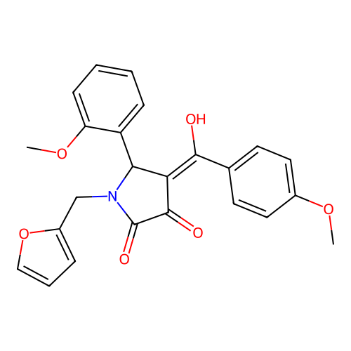 (4E)-1-(furan-2-ylmethyl)-4-[hydroxy(4-methoxyphenyl)methylidene]-5-(2-methoxyphenyl)pyrrolidine-2,3-dione structure