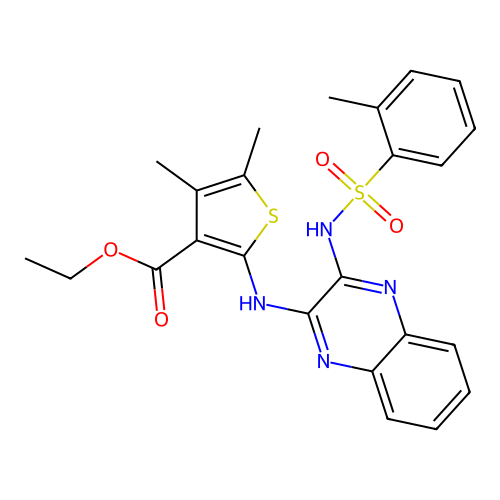 ethyl 4,5-dimethyl-2-((3-(2-methylphenylsulfonamido)quinoxalin-2-yl)amino)thiophene-3-carboxylate structure