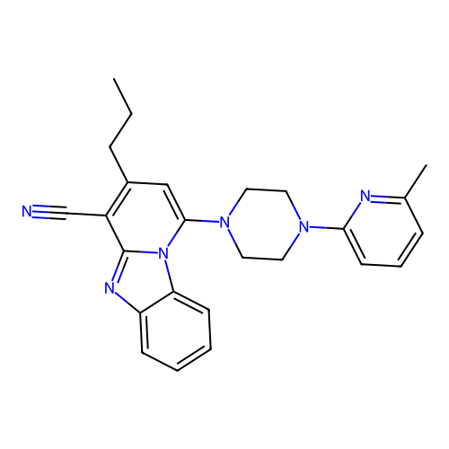1-[4-(6-methylpyridin-2-yl)piperazin-1-yl]-3-propylpyrido[1,2-a]benzimidazole-4-carbonitrile structure