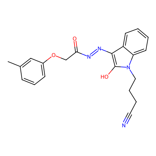 (Z)-N'-(1-(3-cyanopropyl)-2-oxoindolin-3-ylidene)-2-(m-tolyloxy)acetohydrazide structure