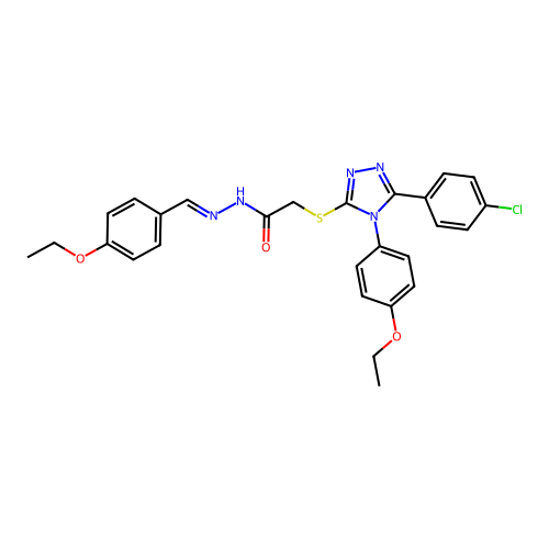 2-{[5-(4-chlorophenyl)-4-(4-ethoxyphenyl)-4H-1,2,4-triazol-3-yl]sulfanyl}-N'-[(E)-(4-ethoxyphenyl)methylidene]acetohydrazide structure