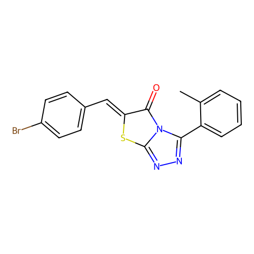 (6Z)-6-(4-bromobenzylidene)-3-(2-methylphenyl)[1,3]thiazolo[2,3-c][1,2,4]triazol-5(6H)-one structure