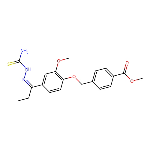(Z)-methyl 4-((4-(1-(2-carbamothioylhydrazono)propyl)-2-methoxyphenoxy)methyl)benzoate structure