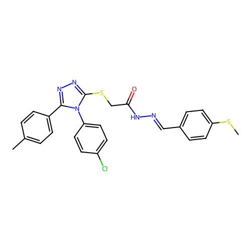 2-{[4-(4-chlorophenyl)-5-(4-methylphenyl)-4H-1,2,4-triazol-3-yl]sulfanyl}-N'-{(E)-[4-(methylsulfanyl)phenyl]methylidene}acetohydrazide structure