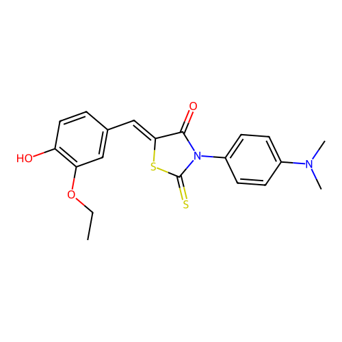 (5Z)-3-(4-dimethylaminophenyl)-5-[(3-ethoxy-4-hydroxyphenyl)methylidene]-2-sulfanylidene-1,3-thiazolidin-4-one structure