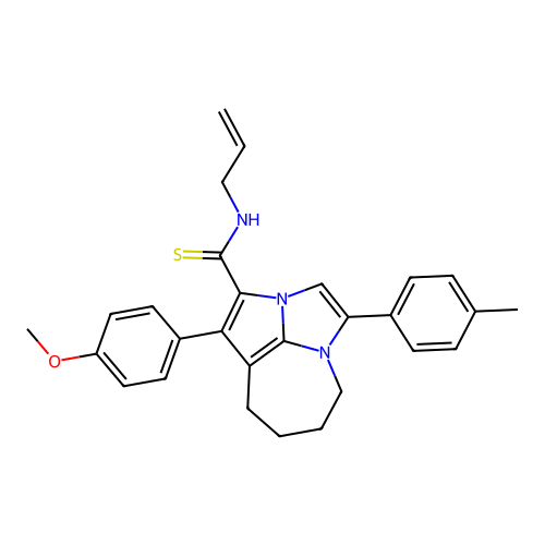 1-(4-methoxyphenyl)-4-(4-methylphenyl)-N-(prop-2-en-1-yl)-5,6,7,8-tetrahydro-2a,4a-diazacyclopenta[cd]azulene-2-carbothioamide structure
