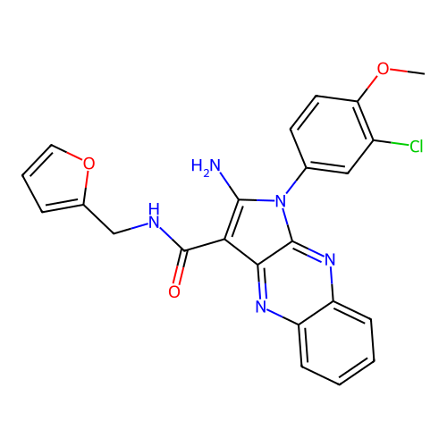 2-amino-1-(3-chloro-4-methoxyphenyl)-N-(furan-2-ylmethyl)-1H-pyrrolo[2,3-b]quinoxaline-3-carboxamide structure