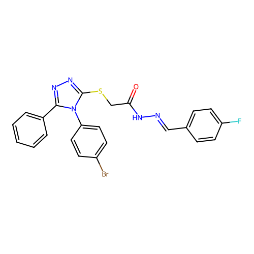 2-{[4-(4-bromophenyl)-5-phenyl-4H-1,2,4-triazol-3-yl]sulfanyl}-N'-[(E)-(4-fluorophenyl)methylidene]acetohydrazide structure