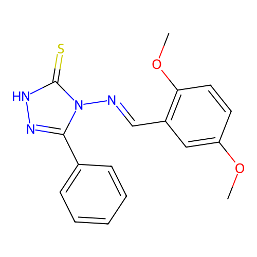 4-{[(E)-(2,5-dimethoxyphenyl)methylidene]amino}-5-phenyl-4H-1,2,4-triazole-3-thiol structure