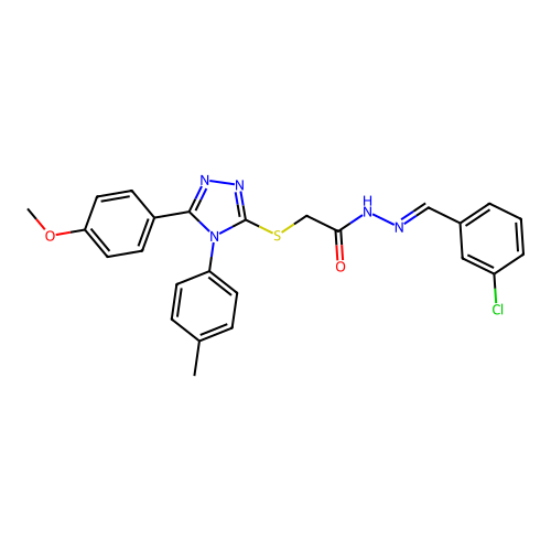 N'-[(E)-(3-chlorophenyl)methylidene]-2-{[5-(4-methoxyphenyl)-4-(4-methylphenyl)-4H-1,2,4-triazol-3-yl]sulfanyl}acetohydrazide structure