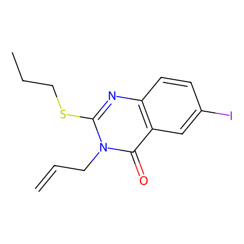 6-iodo-3-(prop-2-en-1-yl)-2-(propylsulfanyl)quinazolin-4(3H)-one structure