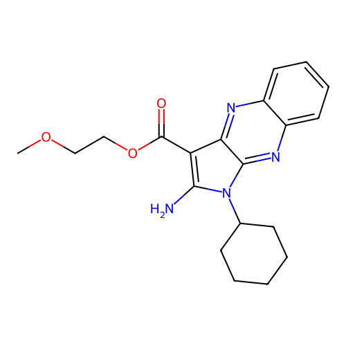 2-methoxyethyl 2-amino-1-cyclohexyl-1H-pyrrolo[2,3-b]quinoxaline-3-carboxylate structure