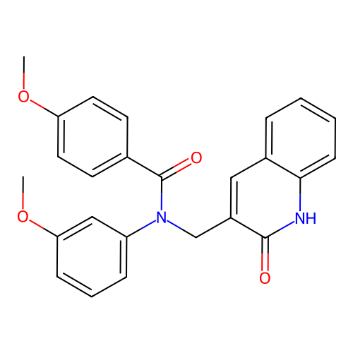 4-methoxy-N-(3-methoxyphenyl)-N-[(2-oxo-1H-quinolin-3-yl)methyl]benzamide structure