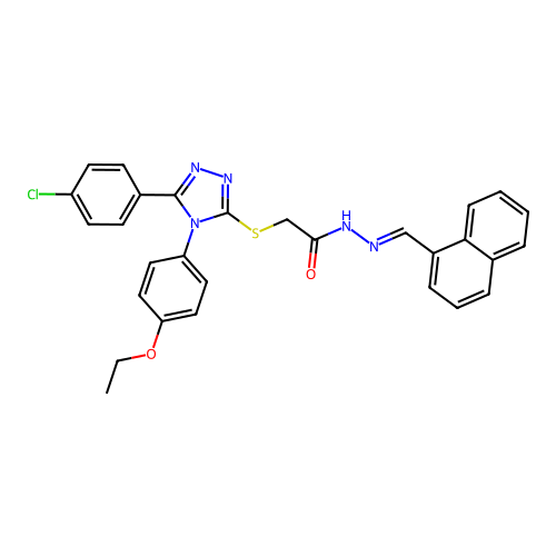 2-{[5-(4-chlorophenyl)-4-(4-ethoxyphenyl)-4H-1,2,4-triazol-3-yl]sulfanyl}-N'-[(E)-naphthalen-1-ylmethylidene]acetohydrazide structure