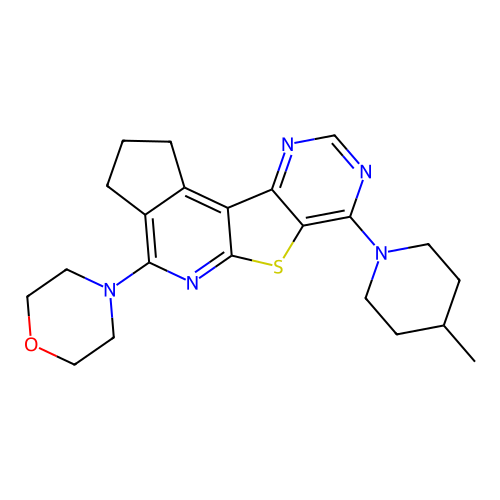 4-(7-(4-methylpiperidin-1-yl)-2,3-dihydro-1H-cyclopenta[4',5']pyrido[3',2':4,5]thieno[3,2-d]pyrimidin-4-yl)morpholine structure