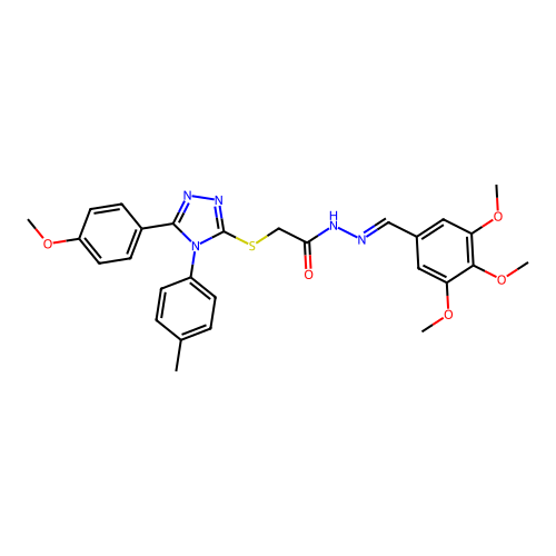 2-{[5-(4-methoxyphenyl)-4-(4-methylphenyl)-4H-1,2,4-triazol-3-yl]sulfanyl}-N'-[(E)-(3,4,5-trimethoxyphenyl)methylidene]acetohydrazide structure