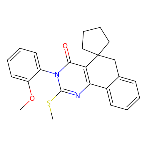 3-(2-methoxyphenyl)-2-methylsulfanylspiro[6H-benzo[h]quinazoline-5,1'-cyclopentane]-4-one structure