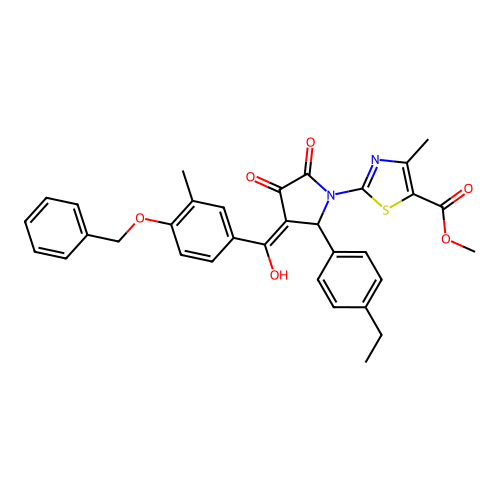 methyl 2-(3-(4-(benzyloxy)-3-methylbenzoyl)-2-(4-ethylphenyl)-4-hydroxy-5-oxo-2,5-dihydro-1H-pyrrol-1-yl)-4-methylthiazole-5-carboxylate structure