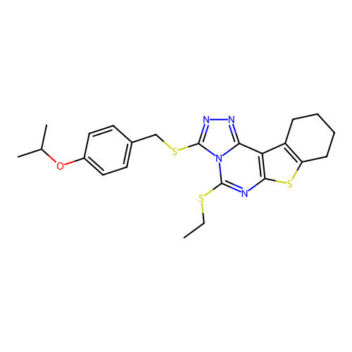 5-(ethylsulfanyl)-3-{[4-(propan-2-yloxy)benzyl]sulfanyl}-8,9,10,11-tetrahydro[1]benzothieno[3,2-e][1,2,4]triazolo[4,3-c]pyrimidine structure