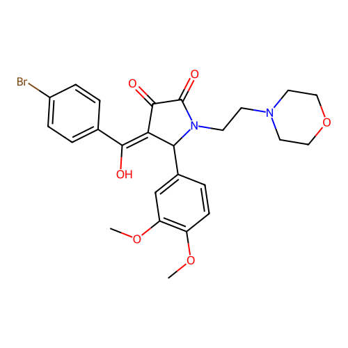 (4E)-4-[(4-bromophenyl)-hydroxymethylidene]-5-(3,4-dimethoxyphenyl)-1-(2-morpholin-4-ylethyl)pyrrolidine-2,3-dione structure