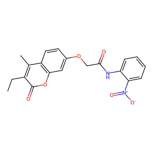 2-((3-ethyl-4-methyl-2-oxo-2H-chromen-7-yl)oxy)-N-(2-nitrophenyl)acetamide structure