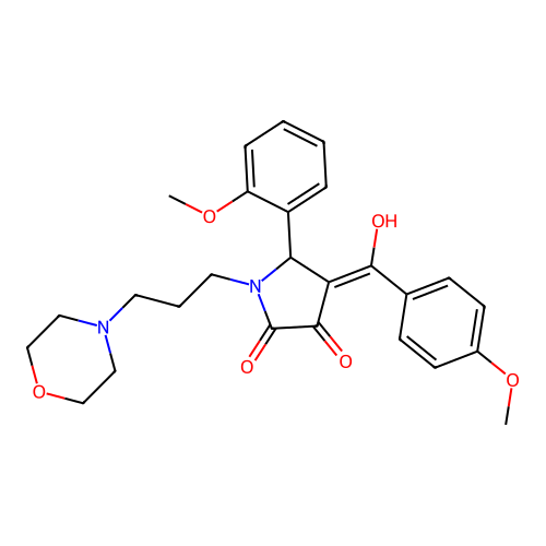 (4E)-4-[hydroxy-(4-methoxyphenyl)methylidene]-5-(2-methoxyphenyl)-1-(3-morpholin-4-ylpropyl)pyrrolidine-2,3-dione structure