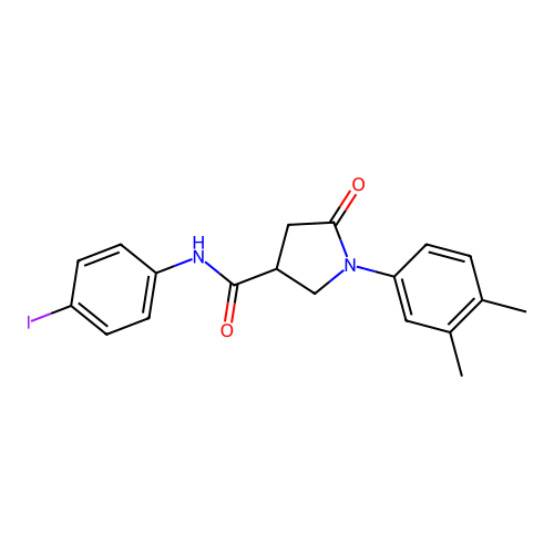 1-(3,4-dimethylphenyl)-N-(4-iodophenyl)-5-oxopyrrolidine-3-carboxamide structure