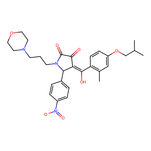 (4E)-4-[hydroxy-[2-methyl-4-(2-methylpropoxy)phenyl]methylidene]-1-(3-morpholin-4-ylpropyl)-5-(4-nitrophenyl)pyrrolidine-2,3-dione structure