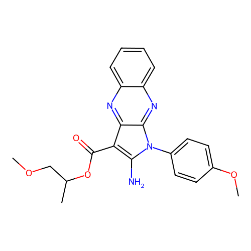 1-methoxypropan-2-yl 2-amino-1-(4-methoxyphenyl)-1H-pyrrolo[2,3-b]quinoxaline-3-carboxylate structure