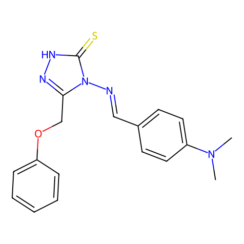 (E)-4-((4-(dimethylamino)benzylidene)amino)-5-(phenoxymethyl)-4H-1,2,4-triazole-3-thiol structure