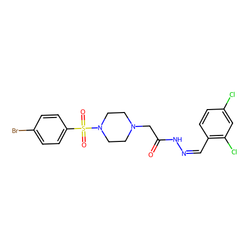 (Z)-2-(4-((4-bromophenyl)sulfonyl)piperazin-1-yl)-N'-(2,4-dichlorobenzylidene)acetohydrazide structure