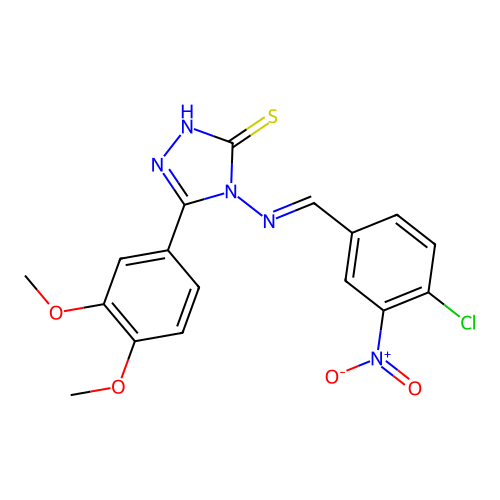 4-[(E)-(4-chloro-3-nitrophenyl)methylideneamino]-3-(3,4-dimethoxyphenyl)-1H-1,2,4-triazole-5-thione structure