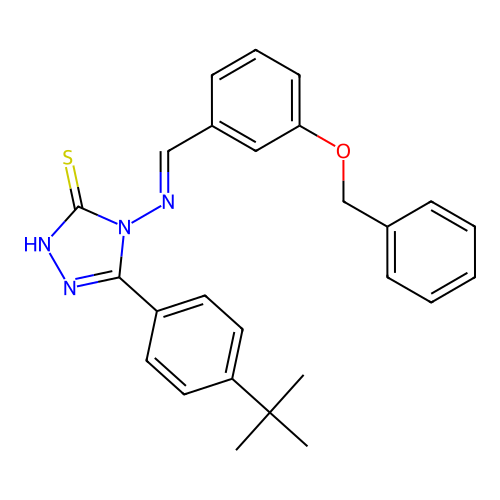(E)-4-((3-(benzyloxy)benzylidene)amino)-5-(4-(tert-butyl)phenyl)-4H-1,2,4-triazole-3-thiol structure
