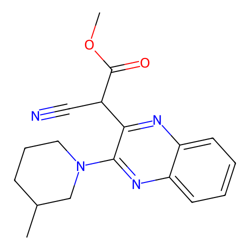 Methyl cyano[3-(3-methylpiperidin-1-yl)quinoxalin-2-yl]acetate structure