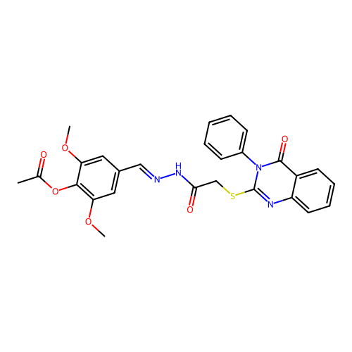 2,6-dimethoxy-4-[(E)-(2-{[(4-oxo-3-phenyl-3,4-dihydroquinazolin-2-yl)sulfanyl]acetyl}hydrazinylidene)methyl]phenyl acetate structure