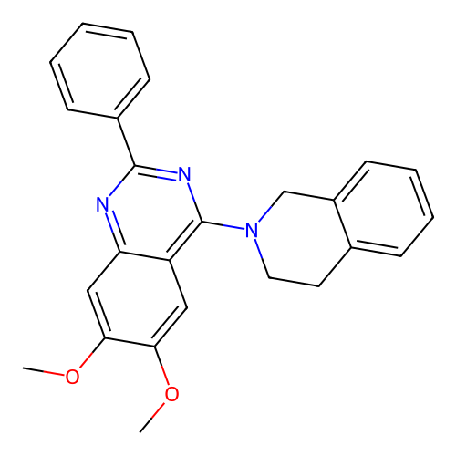 4-(3,4-dihydroisoquinolin-2(1H)-yl)-6,7-dimethoxy-2-phenylquinazoline structure
