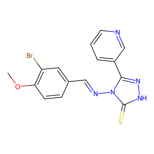 (E)-4-((3-bromo-4-methoxybenzylidene)amino)-5-(pyridin-3-yl)-4H-1,2,4-triazole-3-thiol structure