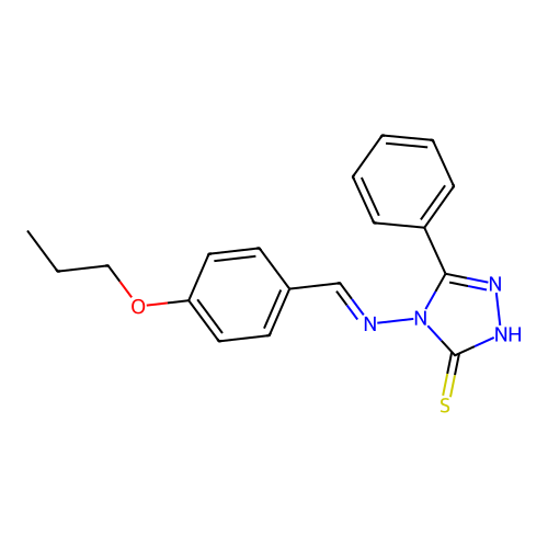 (E)-5-phenyl-4-((4-propoxybenzylidene)amino)-4H-1,2,4-triazole-3-thiol structure