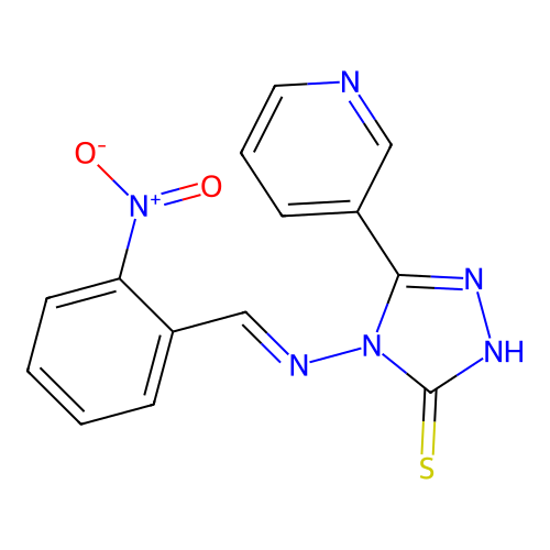 4-[(2-nitrobenzylidene)amino]-5-(3-pyridinyl)-4H-1,2,4-triazole-3-thiol structure