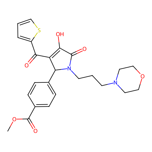methyl 4-(4-hydroxy-1-(3-morpholinopropyl)-5-oxo-3-(thiophene-2-carbonyl)-2,5-dihydro-1H-pyrrol-2-yl)benzoate structure