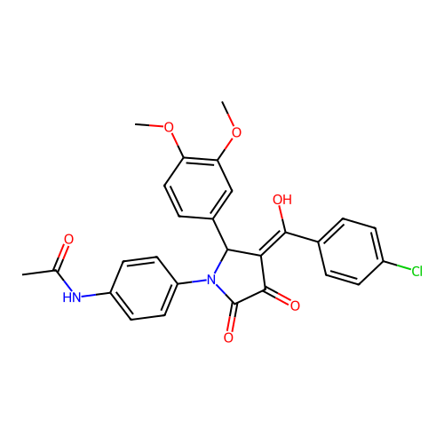 N-[4-[(3E)-3-[(4-chlorophenyl)-hydroxymethylidene]-2-(3,4-dimethoxyphenyl)-4,5-dioxopyrrolidin-1-yl]phenyl]acetamide structure