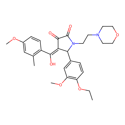 (4E)-5-(4-ethoxy-3-methoxyphenyl)-4-[hydroxy-(4-methoxy-2-methylphenyl)methylidene]-1-(2-morpholin-4-ylethyl)pyrrolidine-2,3-dione structure
