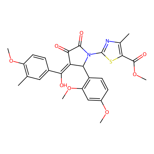 methyl 2-(2-(2,4-dimethoxyphenyl)-4-hydroxy-3-(4-methoxy-3-methylbenzoyl)-5-oxo-2,5-dihydro-1H-pyrrol-1-yl)-4-methylthiazole-5-carboxylate structure