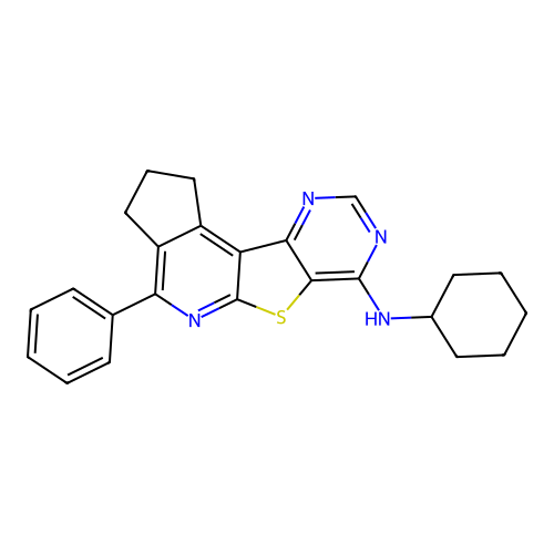 N-cyclohexyl-4-phenyl-2,3-dihydro-1H-cyclopenta[4',5']pyrido[3',2':4,5]thieno[3,2-d]pyrimidin-7-amine structure