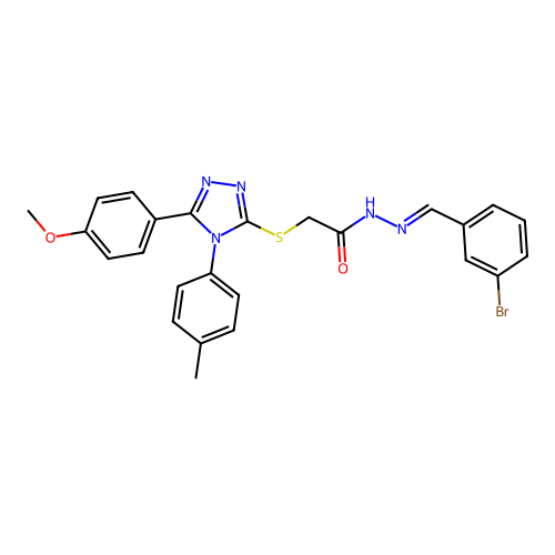 N'-[(E)-(3-bromophenyl)methylidene]-2-{[5-(4-methoxyphenyl)-4-(4-methylphenyl)-4H-1,2,4-triazol-3-yl]sulfanyl}acetohydrazide structure
