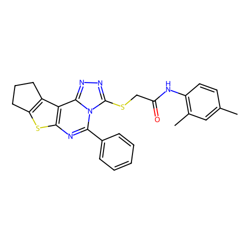 N-(2,4-dimethylphenyl)-2-((5-phenyl-9,10-dihydro-8H-cyclopenta[4,5]thieno[3,2-e][1,2,4]triazolo[4,3-c]pyrimidin-3-yl)thio)acetamide structure