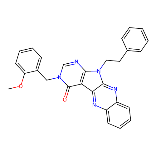 3-(2-methoxybenzyl)-11-(2-phenylethyl)-3,11-dihydro-4H-pyrimido[5',4':4,5]pyrrolo[2,3-b]quinoxalin-4-one structure