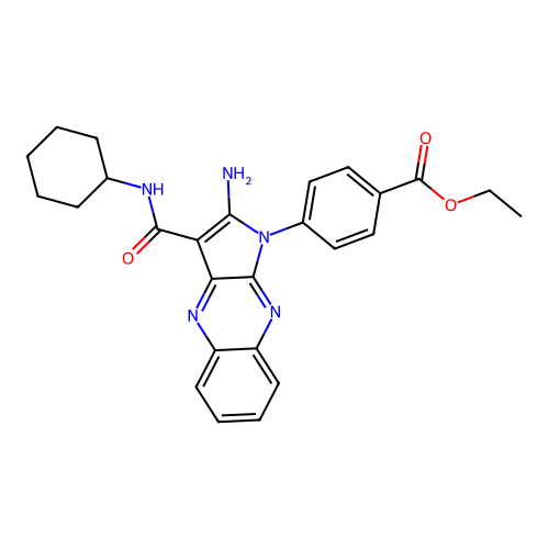 ethyl 4-(2-amino-3-(cyclohexylcarbamoyl)-1H-pyrrolo[2,3-b]quinoxalin-1-yl)benzoate structure