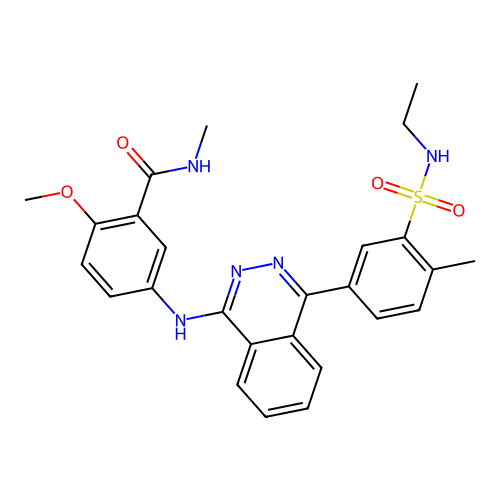 5-((4-(3-(N-ethylsulfamoyl)-4-methylphenyl)phthalazin-1-yl)amino)-2-methoxy-N-methylbenzamide structure